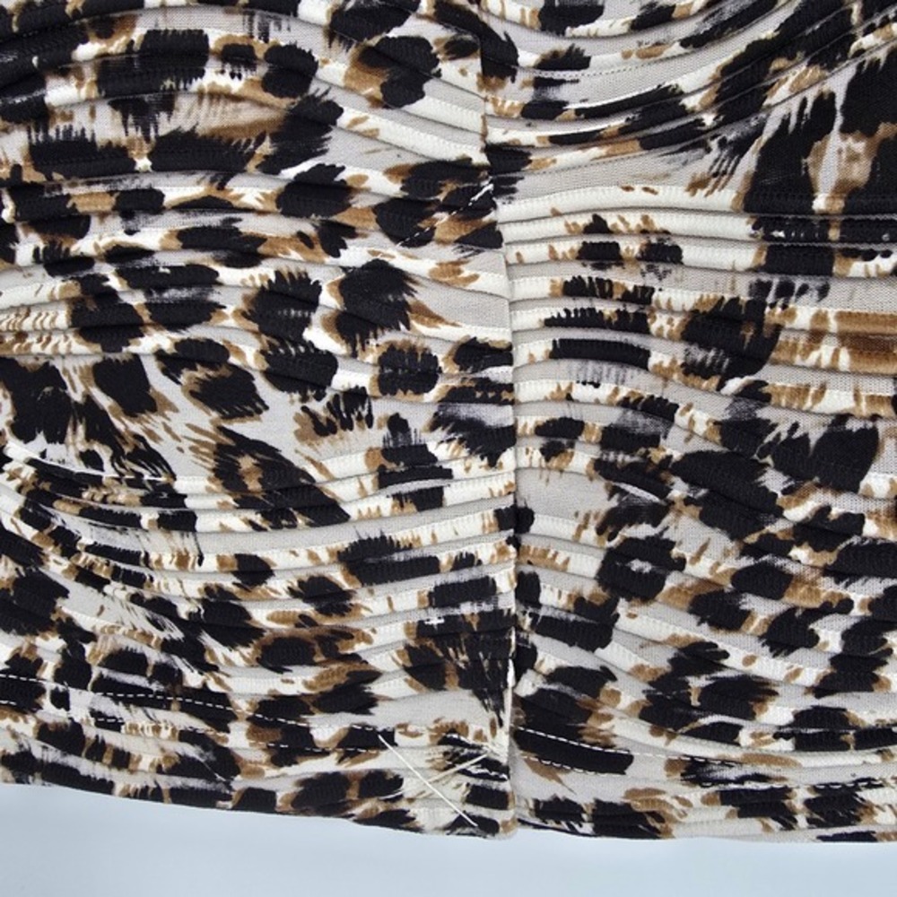 New Directions Women's Black Ivory‎ Leopard Print Mesh Pleated Midi Skirt XL - Picture 8 of 11